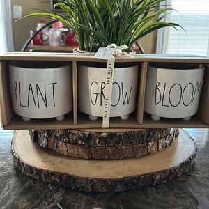 Rae Dunn PLANT/GROW/BLOOM planters